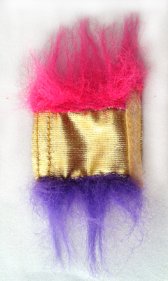 Purple Fur Trimmed Lamé Tail Wrap Outside