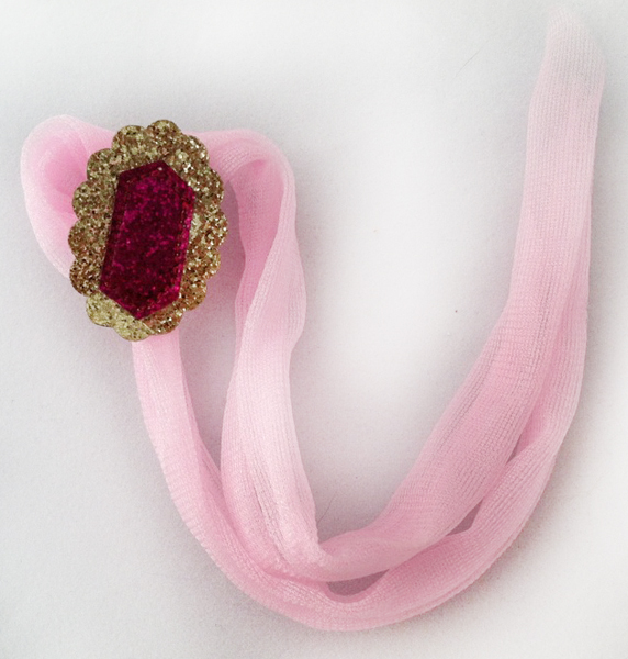 Jewel Headdress with Pink Chiffon Scarves