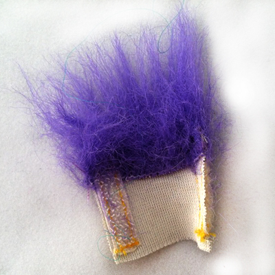 Purple Fur Trimmed Lamé Hair Wrap Inside