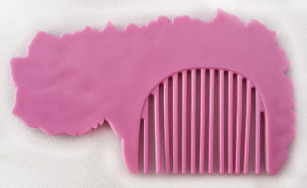Pink Comb with Flowers and Hearts Back