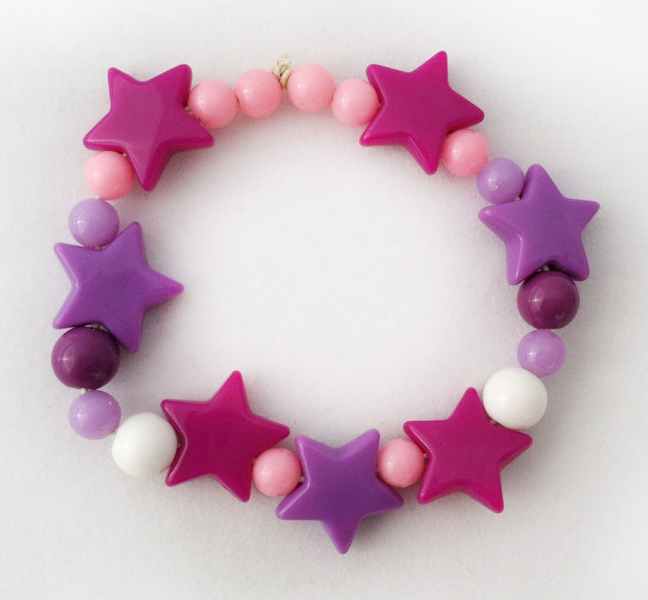 Star Necklace with Purple, Pink, and White Beads