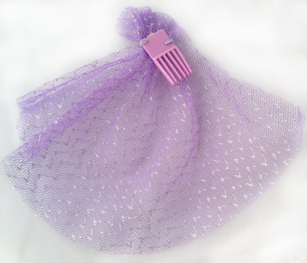 Purple Lace Jeweled Veil Back